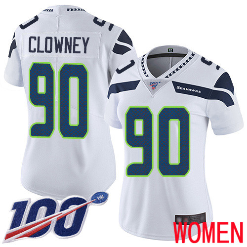 Seattle Seahawks Limited White Women Jadeveon Clowney Road Jersey NFL Football #90 100th Season Vapor Untouchable
